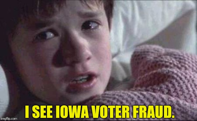 I See Dead People Meme | I SEE IOWA VOTER FRAUD. | image tagged in memes,i see dead people | made w/ Imgflip meme maker