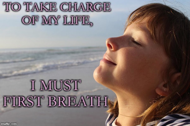 First Breath Then, Take Charge | TO TAKE CHARGE
OF MY LIFE, I MUST
FIRST BREATH | image tagged in affirmation,breath,take charge | made w/ Imgflip meme maker