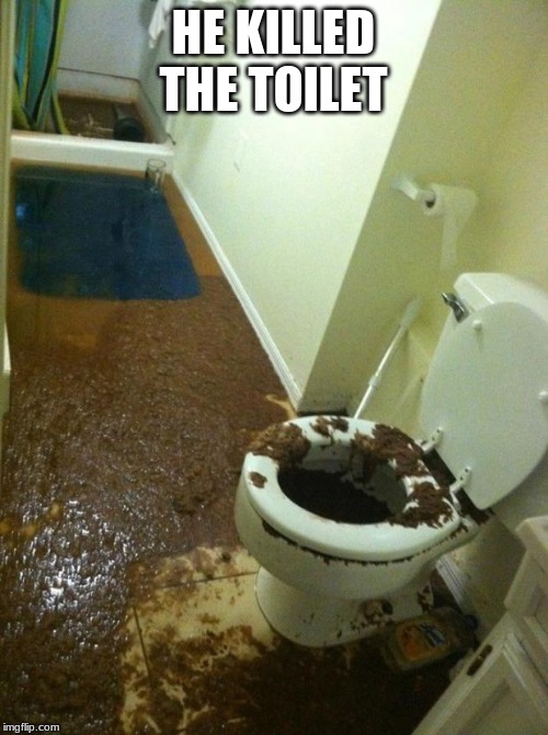 HE KILLED THE TOILET | image tagged in poop | made w/ Imgflip meme maker