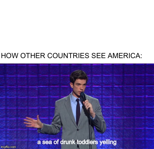 HOW OTHER COUNTRIES SEE AMERICA:; a sea of drunk toddlers yelling | image tagged in america,americans,relatable,funny memes | made w/ Imgflip meme maker