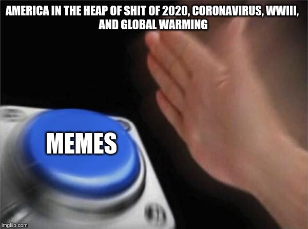 Blank Nut Button | AMERICA IN THE HEAP OF SHIT OF 2020, CORONAVIRUS, WWIII, 
AND GLOBAL WARMING; MEMES | image tagged in memes,blank nut button | made w/ Imgflip meme maker