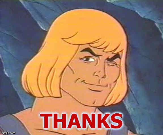 He-Man Wink | THANKS | image tagged in he-man wink | made w/ Imgflip meme maker