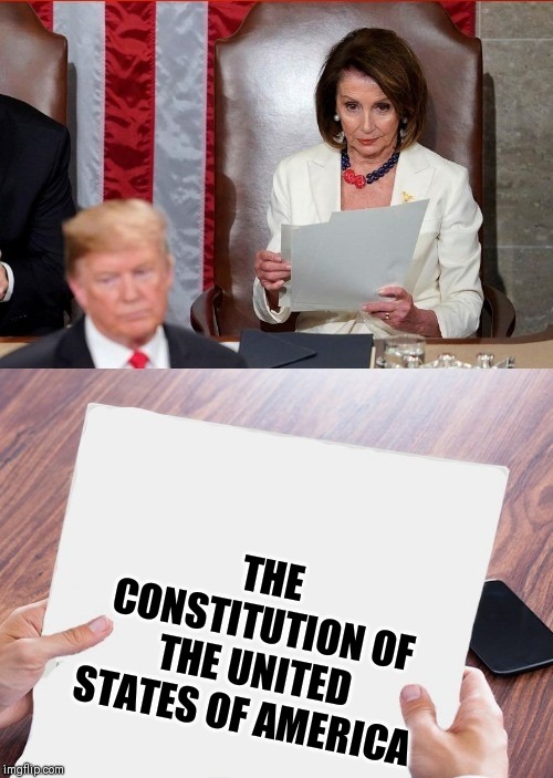 Trump Pelosi | THE CONSTITUTION OF THE UNITED STATES OF AMERICA | image tagged in trump pelosi | made w/ Imgflip meme maker