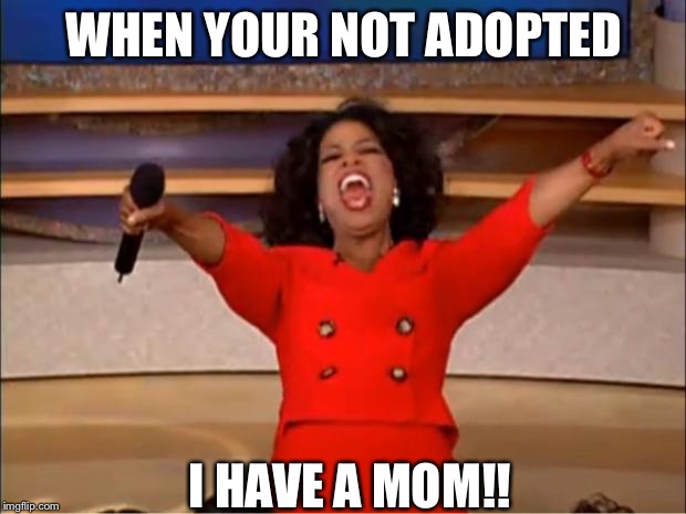 Oprah You Get A | WHEN YOUR NOT ADOPTED; I HAVE A MOM!! | image tagged in memes,oprah you get a | made w/ Imgflip meme maker