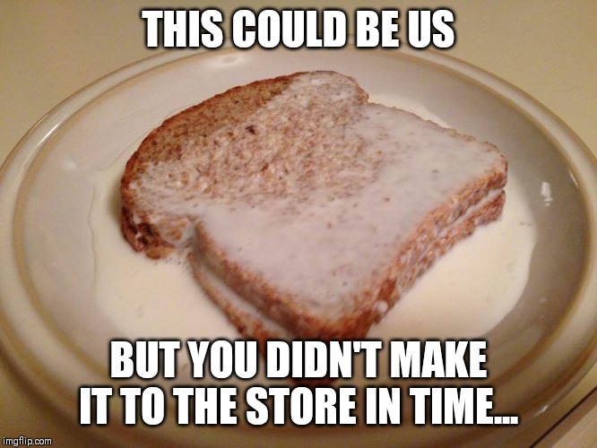 Milk Bread Sandwich | THIS COULD BE US; BUT YOU DIDN'T MAKE IT TO THE STORE IN TIME... | image tagged in milk bread sandwich | made w/ Imgflip meme maker