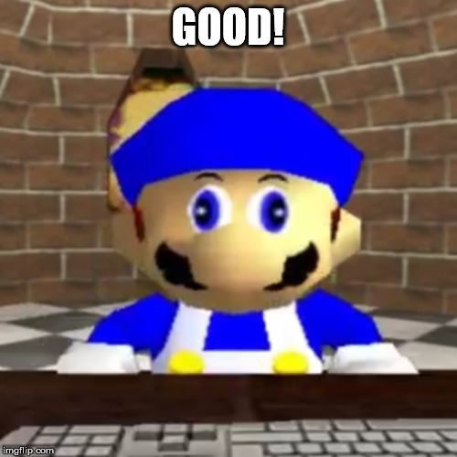 Smg4 derp | GOOD! | image tagged in smg4 derp | made w/ Imgflip meme maker