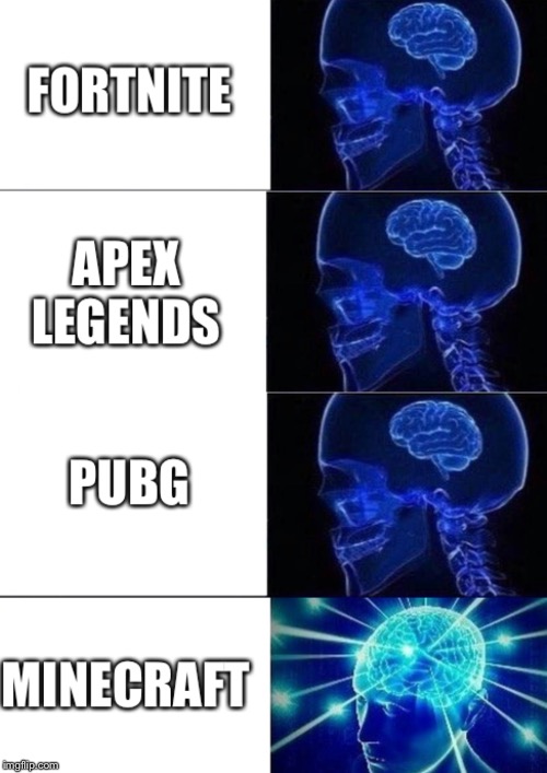 The truth | image tagged in memes,funny,expanding brain,fortnite,minecraft,gaming | made w/ Imgflip meme maker