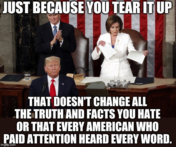 I'm just going to censor this and line the poopy streets of San Francisco with the Constitution | JUST BECAUSE YOU TEAR IT UP; THAT DOESN'T CHANGE ALL THE TRUTH AND FACTS YOU HATE OR THAT EVERY AMERICAN WHO PAID ATTENTION HEARD EVERY WORD. | image tagged in nancy pelosi rips trump speech | made w/ Imgflip meme maker