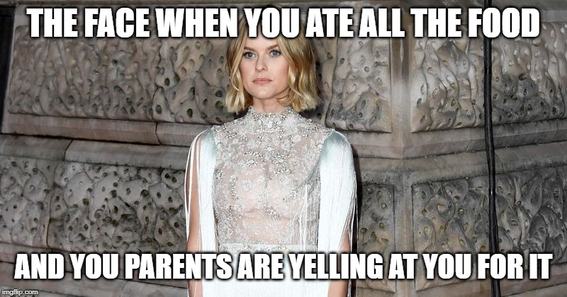 the face | THE FACE WHEN YOU ATE ALL THE FOOD; AND YOU PARENTS ARE YELLING AT YOU FOR IT | image tagged in the face | made w/ Imgflip meme maker
