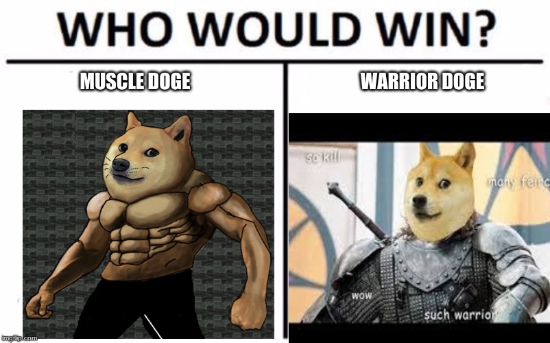  MUSCLE DOGE; WARRIOR DOGE | image tagged in who would win | made w/ Imgflip meme maker