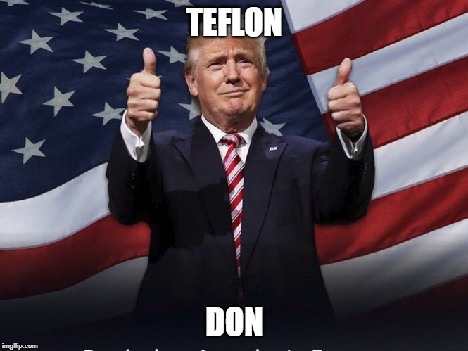 Donald Trump Thumbs Up | TEFLON; DON | image tagged in donald trump thumbs up | made w/ Imgflip meme maker