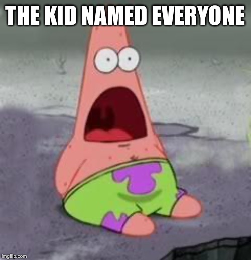 Suprised Patrick | THE KID NAMED EVERYONE | image tagged in suprised patrick | made w/ Imgflip meme maker