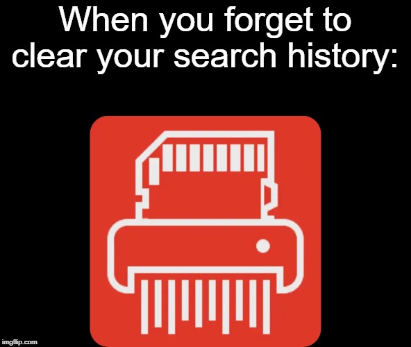 SD Card Shredding | When you forget to clear your search history: | image tagged in sd card shredding | made w/ Imgflip meme maker