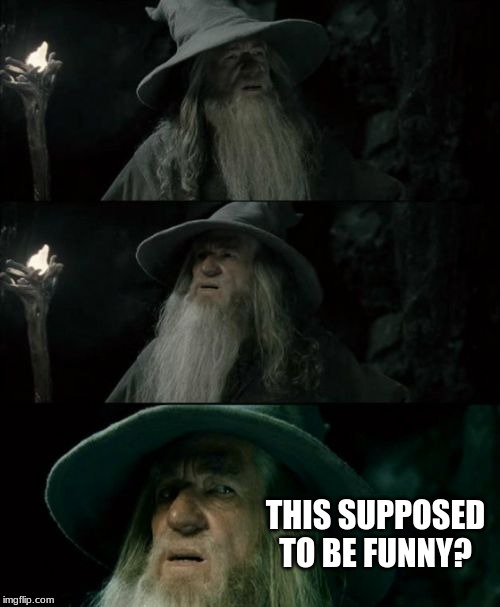 Confused Gandalf Meme | THIS SUPPOSED TO BE FUNNY? | image tagged in memes,confused gandalf | made w/ Imgflip meme maker