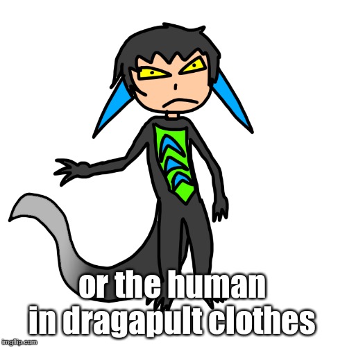 or the human in dragapult clothes | image tagged in human tre | made w/ Imgflip meme maker