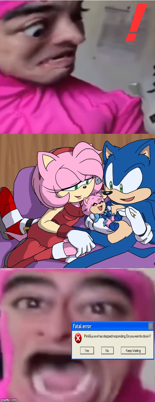 Pink Guy | ! | image tagged in pink guy,sonic the hedgehog,child,error | made w/ Imgflip meme maker