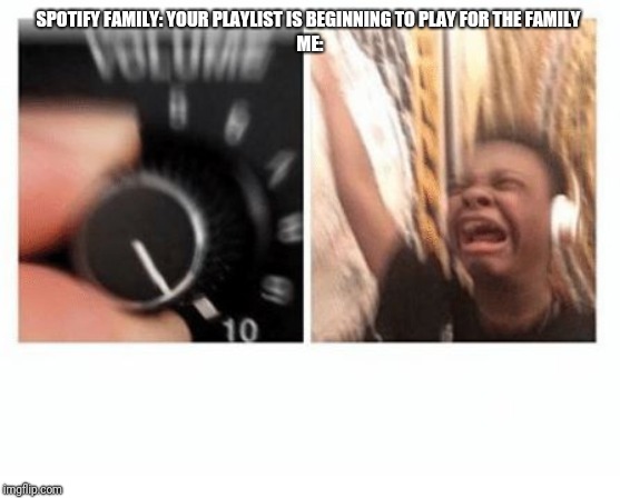headphones kid | SPOTIFY FAMILY: YOUR PLAYLIST IS BEGINNING TO PLAY FOR THE FAMILY 
ME: | image tagged in headphones kid | made w/ Imgflip meme maker