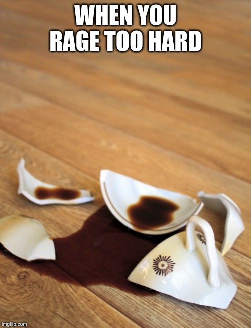WHEN YOU RAGE TOO HARD | image tagged in broken mug,raging | made w/ Imgflip meme maker