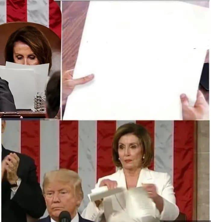 Nancy Pelosi rips paper Blank Meme Template