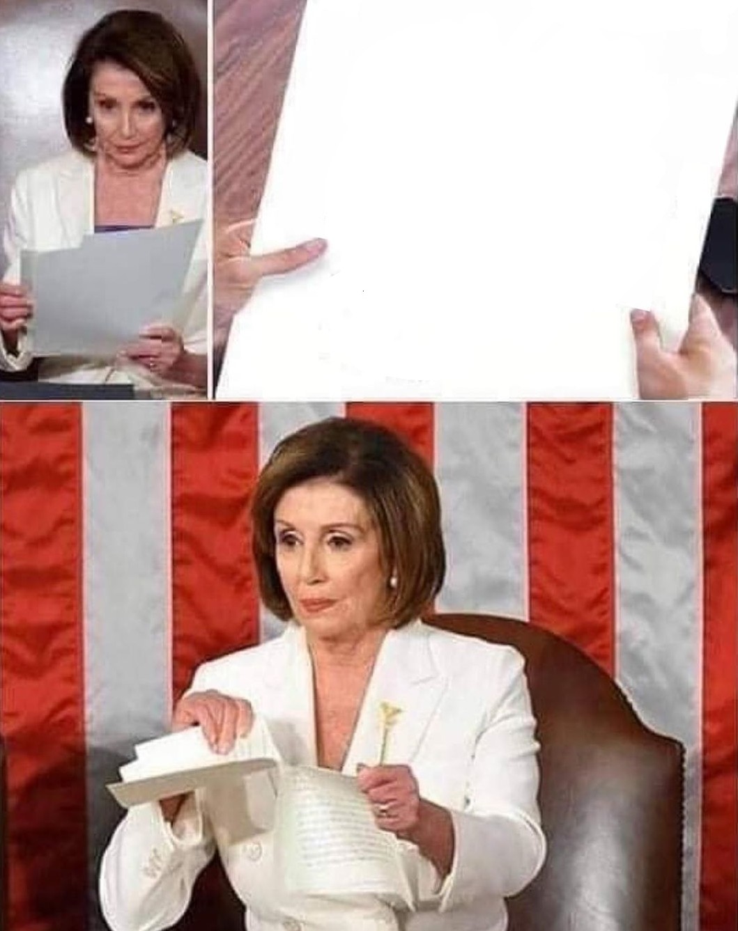 Nancy Pelosi Ripping Speach Blank Meme Template