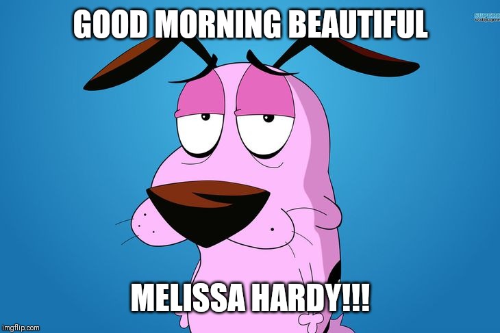 Courage the Cowardly Dog | GOOD MORNING BEAUTIFUL; MELISSA HARDY!!! | image tagged in courage the cowardly dog | made w/ Imgflip meme maker