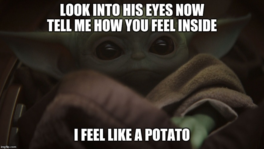 POTATO | LOOK INTO HIS EYES NOW TELL ME HOW YOU FEEL INSIDE; I FEEL LIKE A POTATO | image tagged in memes | made w/ Imgflip meme maker