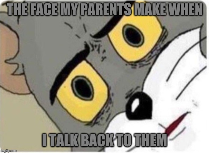 Tom and Jerry meme | THE FACE MY PARENTS MAKE WHEN; I TALK BACK TO THEM | image tagged in tom and jerry meme | made w/ Imgflip meme maker