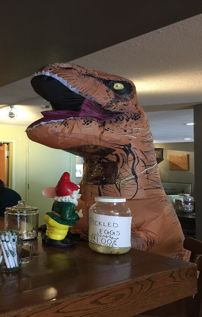 Dinosaur at a bar Blank Meme Template