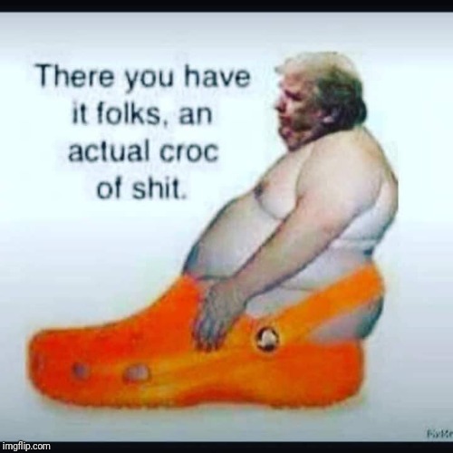 image tagged in trump,crocs,shit | made w/ Imgflip meme maker