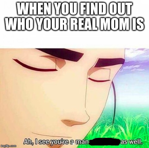 Ah,I see you are a man of culture as well | WHEN YOU FIND OUT WHO YOUR REAL MOM IS | image tagged in ah i see you are a man of culture as well | made w/ Imgflip meme maker