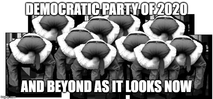 head up ass | DEMOCRATIC PARTY OF 2020; AND BEYOND AS IT LOOKS NOW | image tagged in head up ass | made w/ Imgflip meme maker