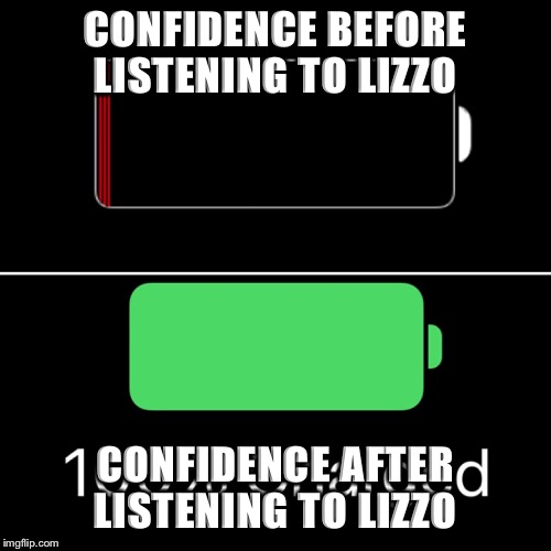 CONFIDENCE BEFORE LISTENING TO LIZZO; CONFIDENCE AFTER LISTENING TO LIZZO | image tagged in lizzo,confidence,sass,juice,grammys,funny memes | made w/ Imgflip meme maker