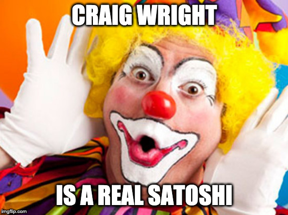 Clown | CRAIG WRIGHT; IS A REAL SATOSHI | image tagged in clown | made w/ Imgflip meme maker