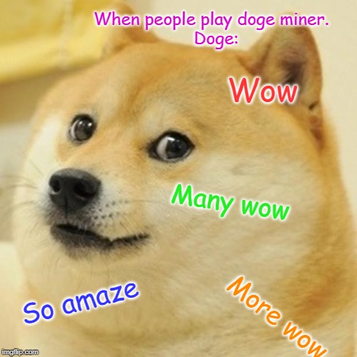 Doge | When people play doge miner.  
Doge:; Wow; Many wow; So amaze; More wow | image tagged in memes,doge | made w/ Imgflip meme maker