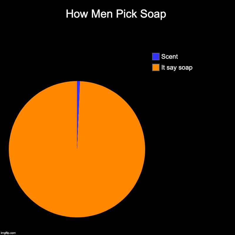 How Men Pick Soap | It say soap, Scent | image tagged in charts,pie charts | made w/ Imgflip chart maker