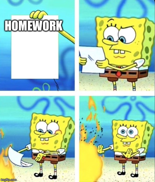 Spongebob yeet | HOMEWORK | image tagged in spongebob yeet | made w/ Imgflip meme maker