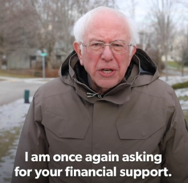 Bernie Sanders asking for your financial support Blank Meme Template