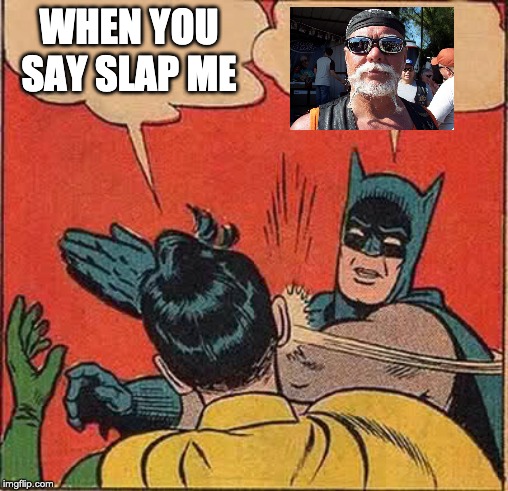 Batman Slapping Robin | WHEN YOU SAY SLAP ME | image tagged in memes,batman slapping robin | made w/ Imgflip meme maker