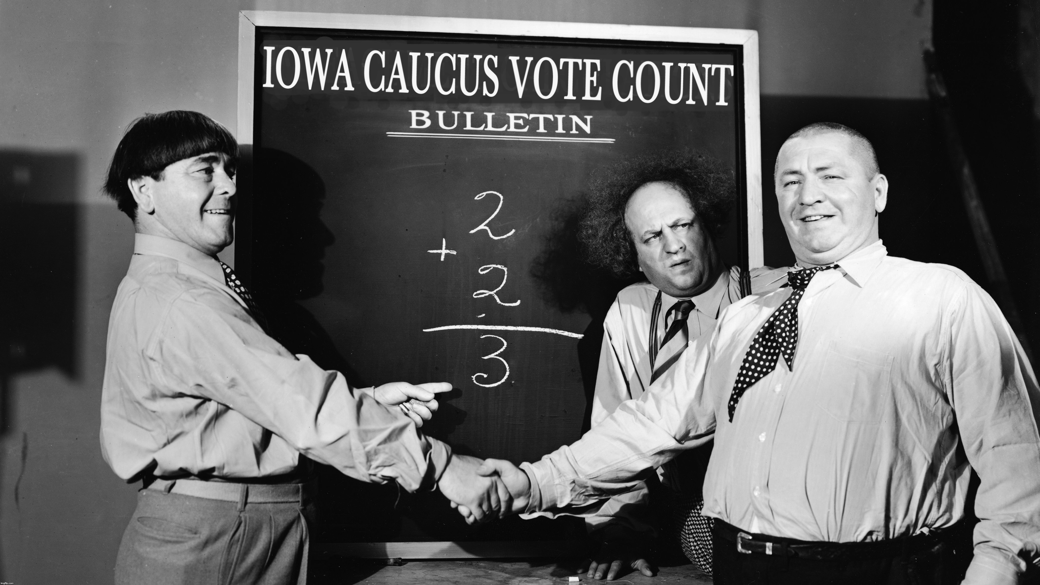 we've almost got it, Moe! | B | image tagged in three stooges,iowa caucus | made w/ Imgflip meme maker