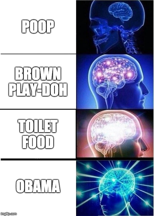 Expanding Brain Meme | POOP; BROWN PLAY-DOH; TOILET FOOD; OBAMA | image tagged in memes,expanding brain | made w/ Imgflip meme maker