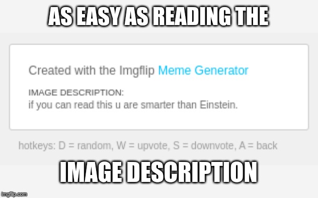 AS EASY AS READING THE IMAGE DESCRIPTION | made w/ Imgflip meme maker