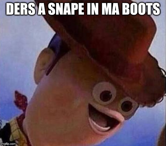 Derp Woody | DERS A SNAPE IN MA BOOTS | image tagged in derp woody | made w/ Imgflip meme maker