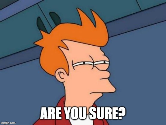 Futurama Fry Meme | ARE YOU SURE? | image tagged in memes,futurama fry | made w/ Imgflip meme maker