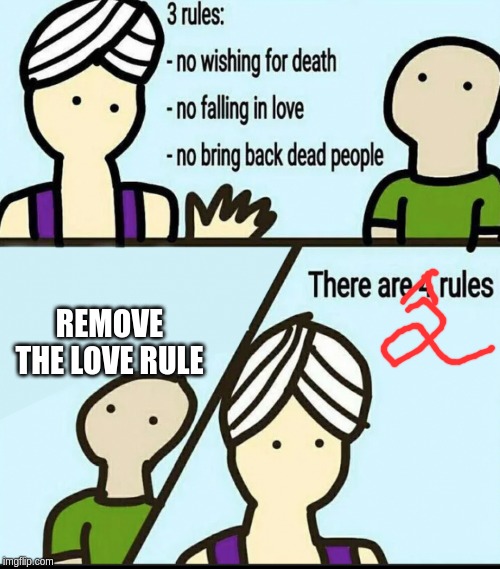 3 Rules | REMOVE THE LOVE RULE | image tagged in 3 rules | made w/ Imgflip meme maker