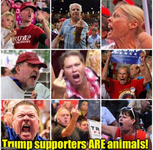 Triggered Trump supporters | Trump supporters ARE animals! | image tagged in triggered trump supporters | made w/ Imgflip meme maker