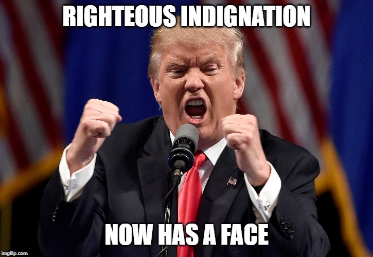 RighteousIndignation | image tagged in donald trump,trump,face,fist,america | made w/ Imgflip meme maker