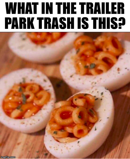 Who would eat this? | WHAT IN THE TRAILER PARK TRASH IS THIS? | image tagged in trailer trash,eggs,wtf | made w/ Imgflip meme maker