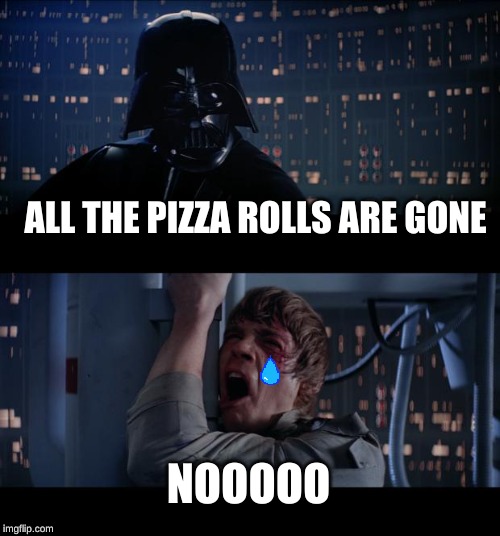 Star Wars No Meme | ALL THE PIZZA ROLLS ARE GONE; NOOOOO | image tagged in memes,star wars no | made w/ Imgflip meme maker