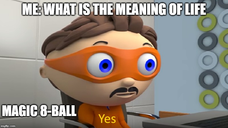 im not wrong | ME: WHAT IS THE MEANING OF LIFE; MAGIC 8-BALL | image tagged in memes | made w/ Imgflip meme maker