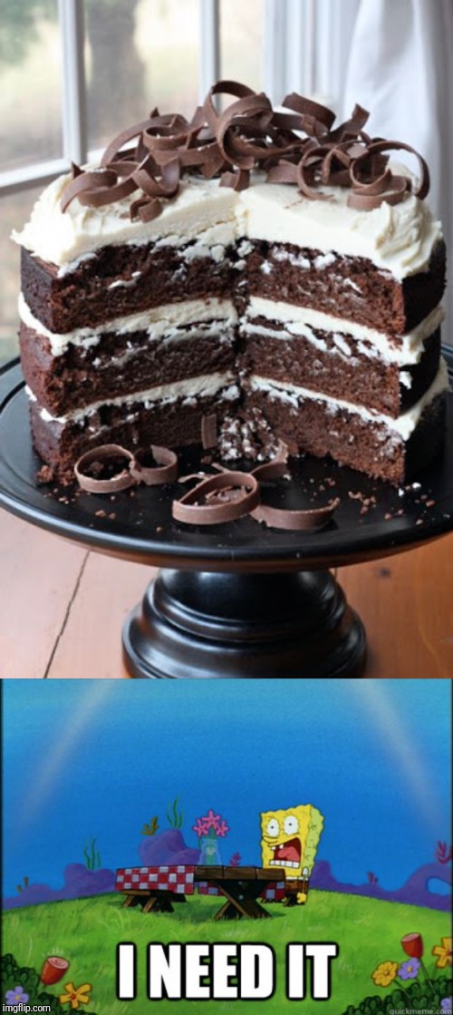 Now that's one great chocolate cake! | image tagged in spongebob i need it,chocolate cake,chocolate | made w/ Imgflip meme maker
